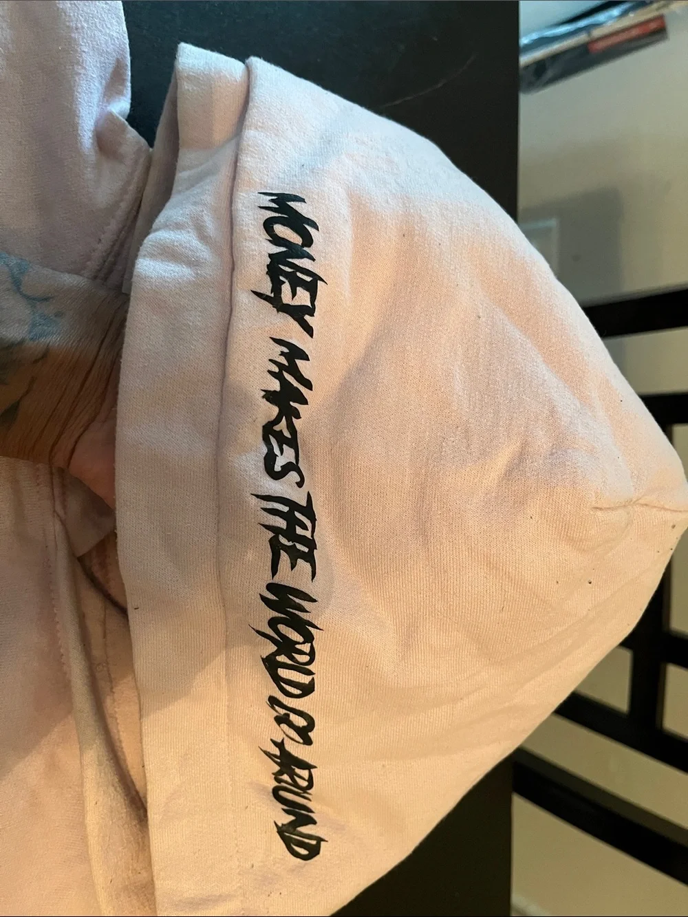 Pink hoodie with graphic